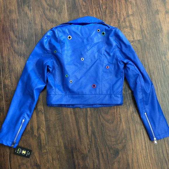Sam Edelman Starburst Moto Jacket Royal Blue - Picture 12 of 16